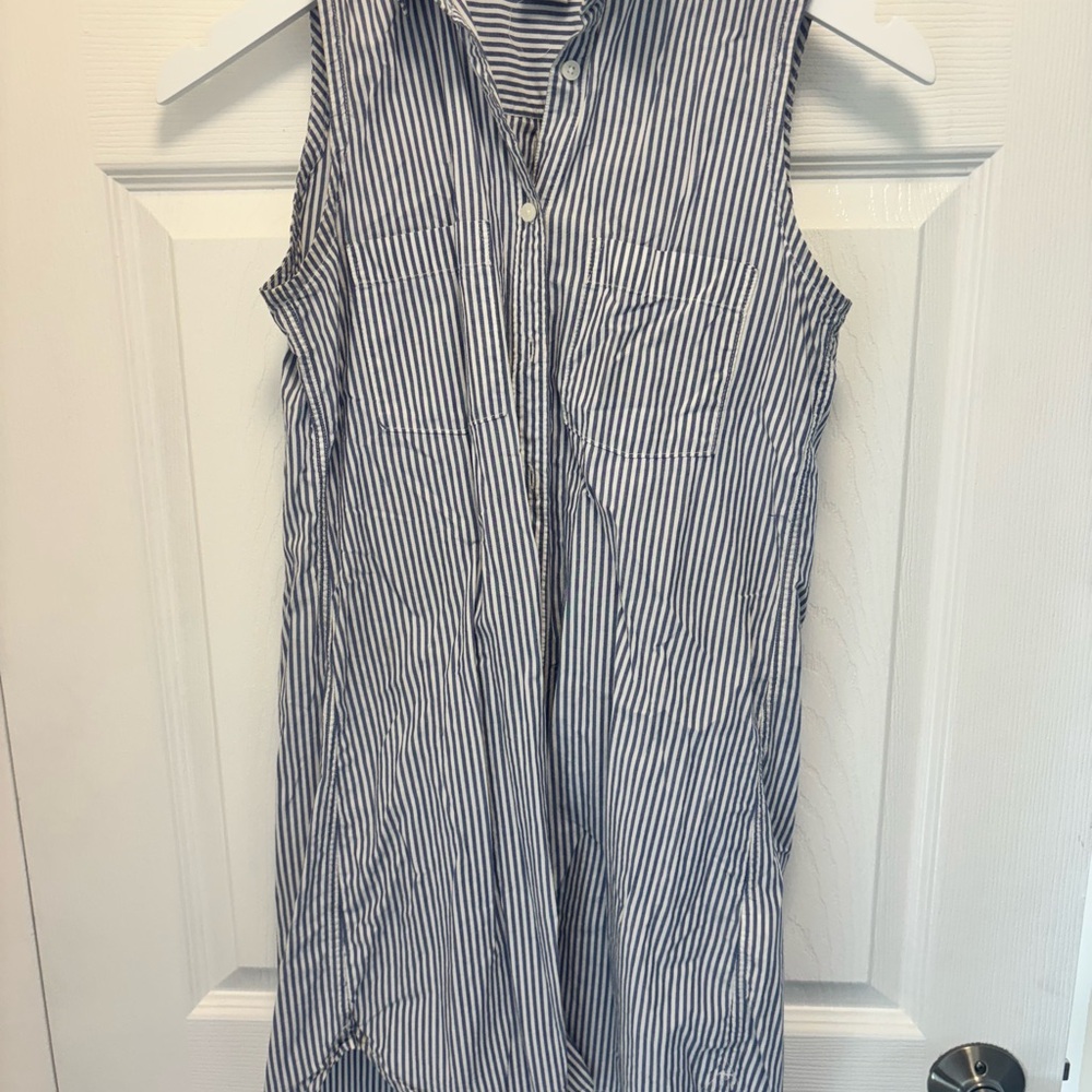 Sleeveless Striped Button-Up Top